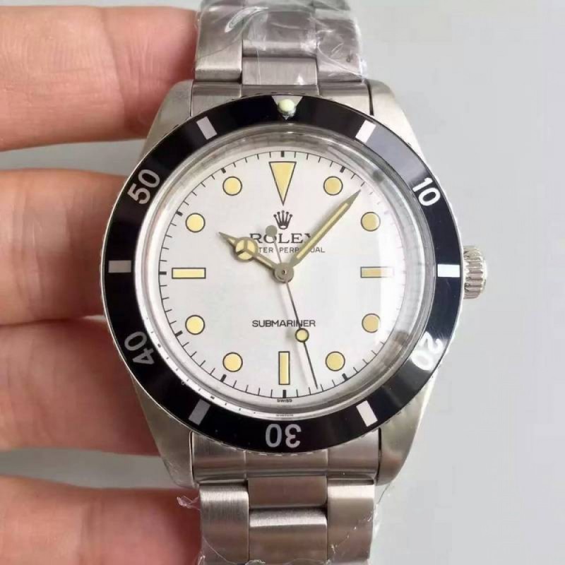 Rolex Submariner 6538 Big Crown LF Stainless Steel White Dial Swiss 2836-2