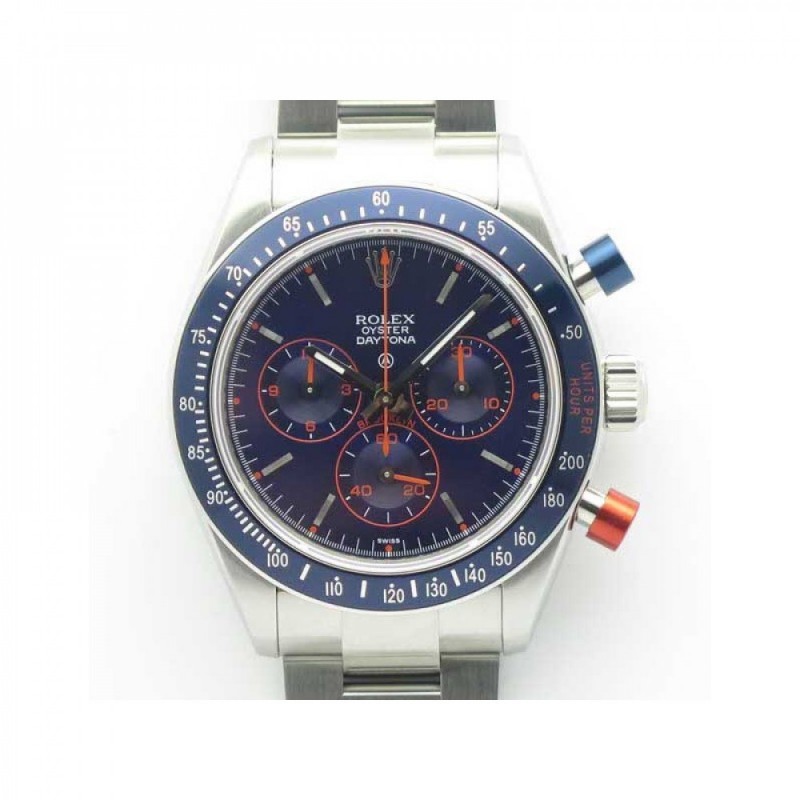 Rolex Daytona Cosmograph Blue/Red Pushers BP Stainless Steel Blue Dial Swiss 4130 Run 6@SEC