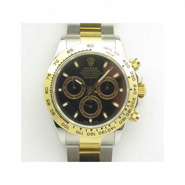 Rolex Daytona Cosmograph 116503 BP Yellow Gold & Stainless Steel Black Dial Swiss 4130 Run 6@SEC