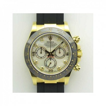 Rolex Daytona Cosmograph 116518LN JH Yellow Gold Mother Of Pearl Dial Swiss 4130 Run 6@SEC