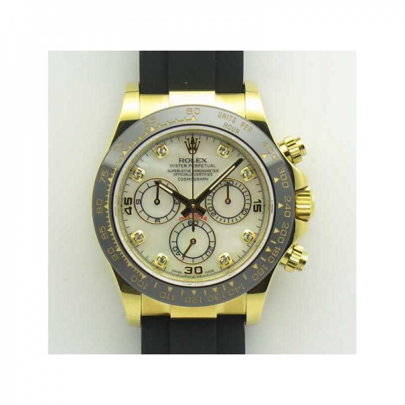 Rolex Daytona Cosmograph 116518LN JH Yellow Gold Mother Of Pearl Dial Swiss 4130 Run 6@SEC