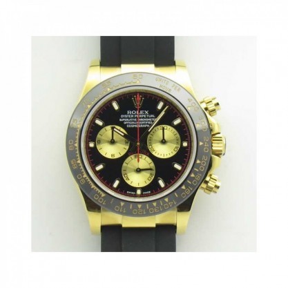 Rolex Daytona Cosmograph 116518LN JH Yellow Gold Black Dial Swiss 4130 Run 6@SEC