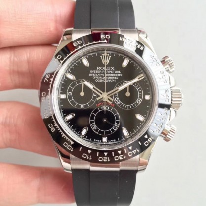 Rolex Daytona Cosmograph 116519LN AR Stainless Steel 904L Black Dial Swiss 4130 Run 6@SEC