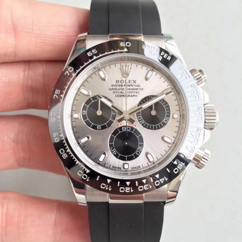 Rolex Daytona Cosmograph 116519LN AR Stainless Steel 904L Silver Dial Swiss 4130 Run 6@SEC