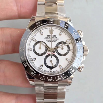 Rolex Daytona Cosmograph 116500LN AR Stainless Steel 904L White Dial Swiss 4130 Run 6@SEC