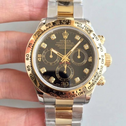 Rolex Daytona Cosmograph 116503 3A 18K Yellow Gold & Stainless Steel 904L Black Dial Swiss 7750 Run 6@SEC