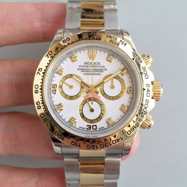 Rolex Daytona Cosmograph 116503 3A 18K Yellow Gold Wrapped & Stainless Steel 904L White Dial Swiss 7750 Run 6@SEC