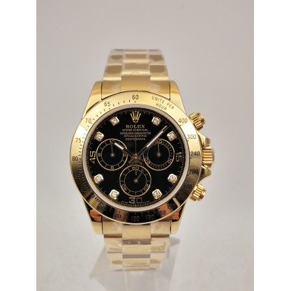 Rolex Daytona Cosmograph 116508 JH Yellow Gold Black Dial Dial Swiss 4130 Run 6@SEC