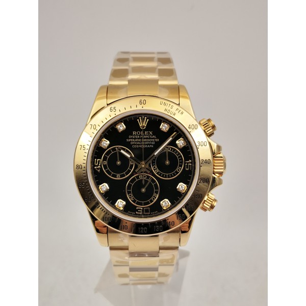 Rolex Daytona Cosmograph 116508 JH Yellow Gold Black Dial Dial Swiss 4130 Run 6@SEC