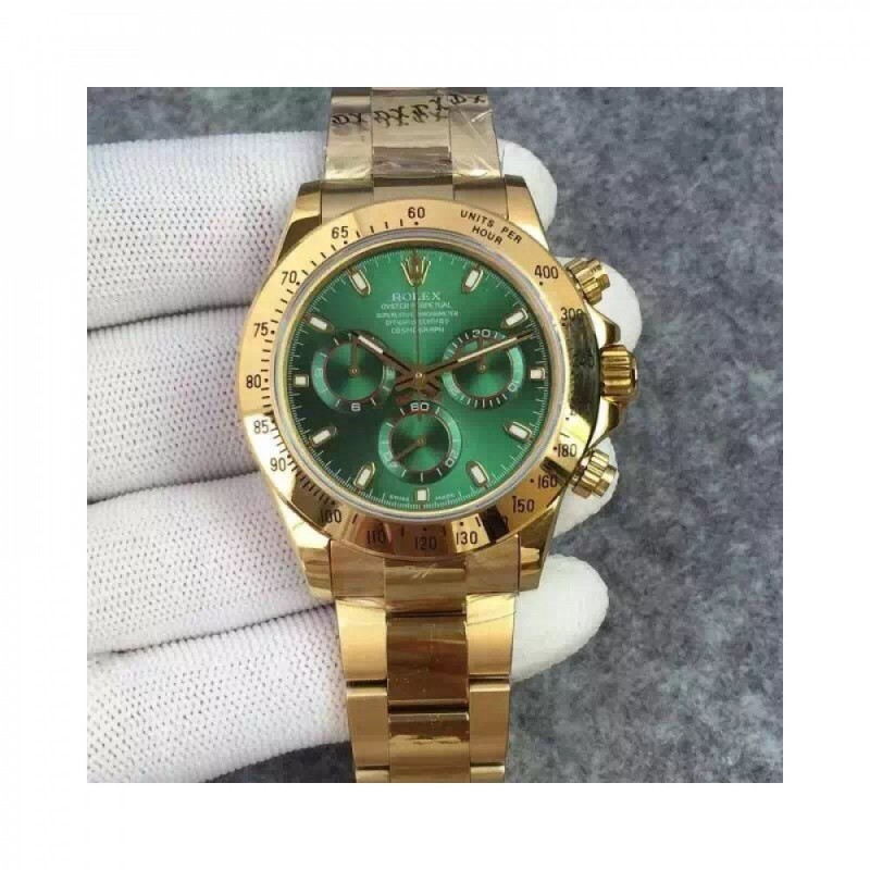 Rolex Daytona Cosmograph 116508 JH Yellow Gold Green Dial Dial Swiss 4130 Run 6@SEC