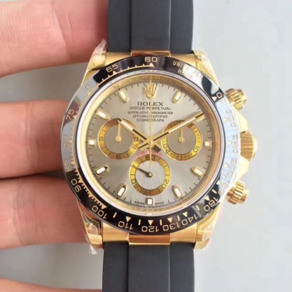 Rolex Daytona Cosmograph 116518LN JH Yellow Gold Silver Dial Swiss 4130 Run 6@SEC