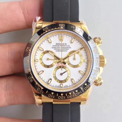 Rolex Daytona Cosmograph 116518LN JH Yellow Gold White Dial Swiss 4130 Run 6@SEC