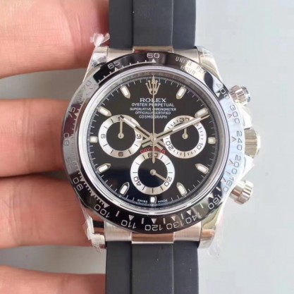 Rolex Daytona Cosmograph 116519LN JH Stainless Steel Black Dial Swiss 4130 Run 6@SEC