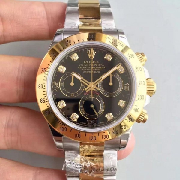 Rolex Daytona Cosmograph 116503 JH Yellow Gold & Stainless Steel Black Dial Swiss 4130 Run 6@SEC