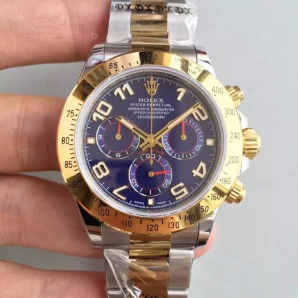 Rolex Daytona Cosmograph 116503 JH Yellow Gold & Stainless Steel Blue Dial Swiss 4130 Run 6@SEC