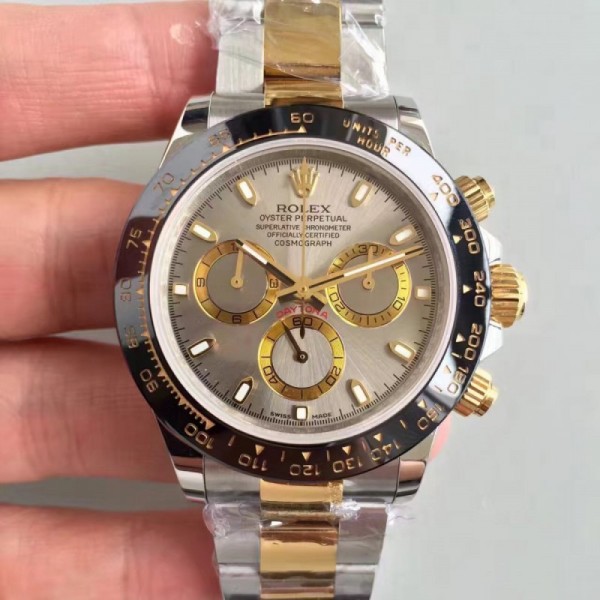 Rolex Daytona Cosmograph 116519LN JH Yellow Gold & Stainless Steel Grey Dial Swiss 4130 Run 6@SEC