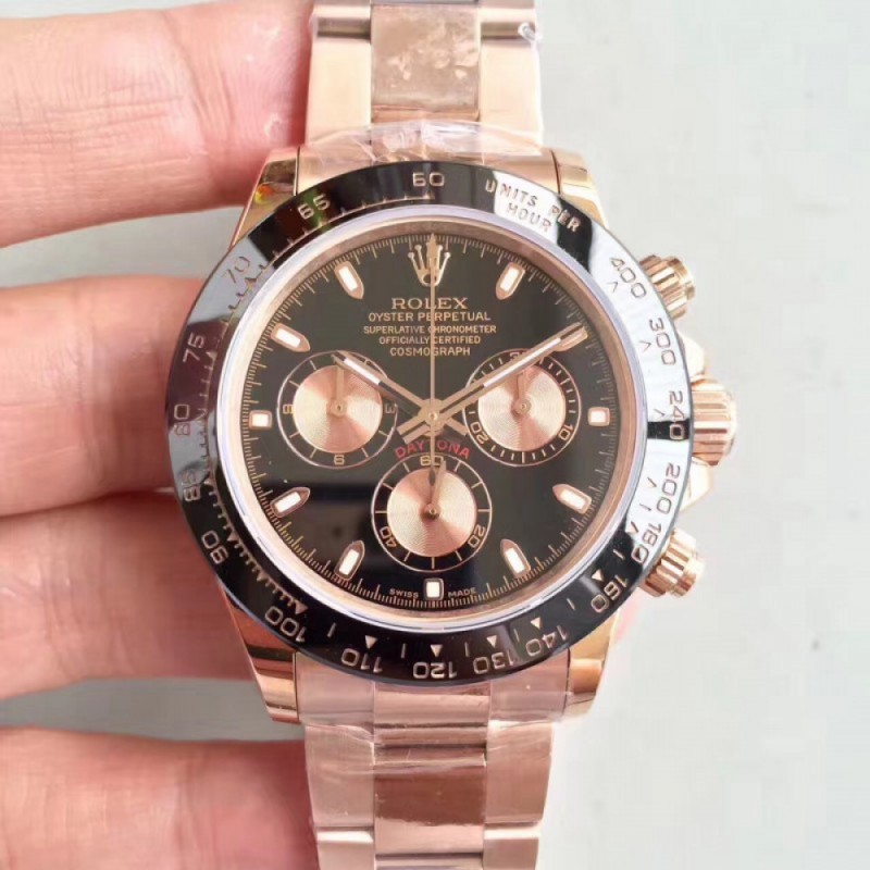 Rolex Daytona Cosmograph 116515LN JH Rose Gold Black Dial Swiss 4130 Run 6@SEC