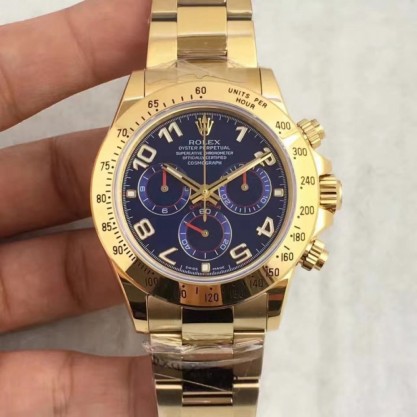 Rolex Daytona Cosmograph 116508 JH Yellow Gold Blue Dial Swiss 4130 Run 6@SEC