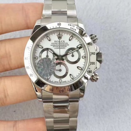 Rolex Daytona Cosmograph 116520 JF Stainless Steel White Dial Swiss 7750 Run 6@SEC