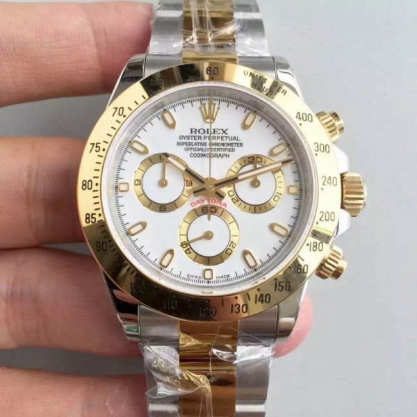 Rolex Daytona Cosmograph 116503 JF Stainless Steel & Yellow Gold White Dial Swiss 7750 Run 6@SEC