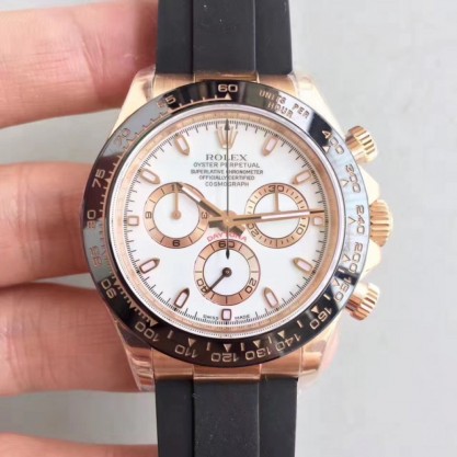 Rolex Daytona Cosmograph 116515LN N Rose Gold White Dial Swiss 7750 Run 6@SEC