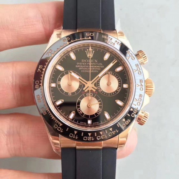 Rolex Daytona Cosmograph 116515LN N Rose Gold Black Dial Swiss 7750 Run 6@SEC