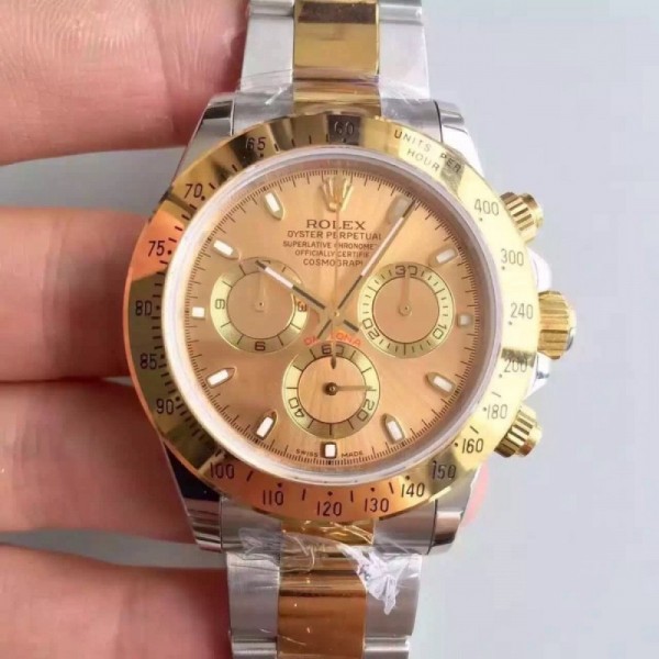 Rolex Daytona Cosmograph 116503 JH Yellow Gold & Stainless Steel Gold Dial Swiss 4130 Run 6@SEC