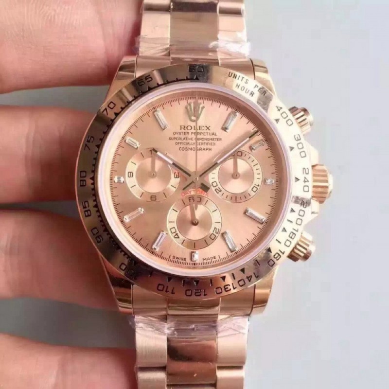 Rolex Daytona Cosmograph 116505 JH Rose Gold Gold & Diamonds Dial Swiss 4130 Run 6@SEC