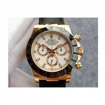 UK 40 mm 18K Rose Gold   Rolex Daytona Cosmograph 116515 JH Rose Gold White Dial Swiss 4130 Run 6@SEC