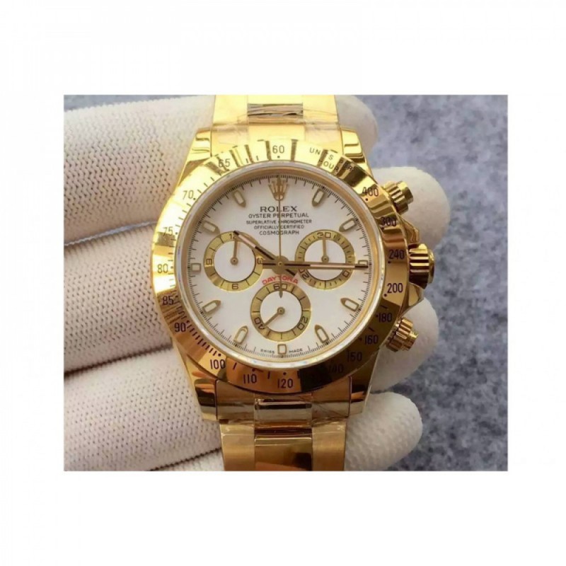 Rolex Daytona Cosmograph 116508 JH Yellow Gold White Dial Swiss 4130 Run 6@SEC