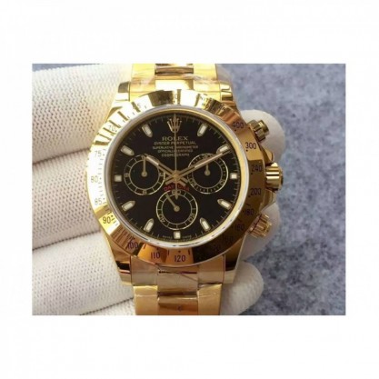 Rolex Daytona Cosmograph 116508 JH Yellow Gold Black Dial Swiss 4130 Run 6@SEC