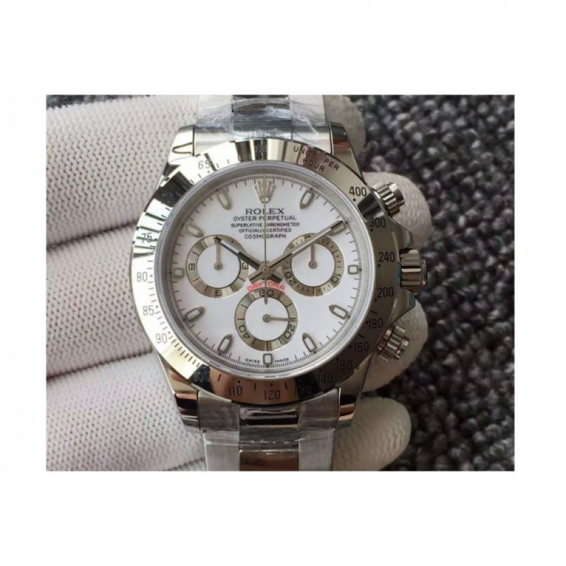 Rolex Daytona Cosmograph 116520 JH Stainless Steel White Dial Swiss 4130 Run 6@SEC