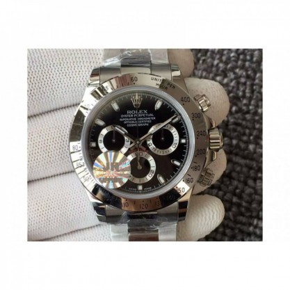 Rolex Daytona Cosmograph 116520 JH Stainless Steel Black Dial Swiss 4130 Run 6@SEC