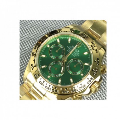 Rolex Daytona Cosmograph 116528 BP Yellow Gold Green Dial Swiss 7750 Run 6@SEC