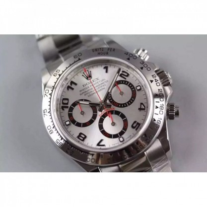 UK 40 mm Stainless Steel 410L Rolex Daytona Cosmograph 116509 JF Stainless Steel Silver Dial Swiss 7750 Run 6@SEC