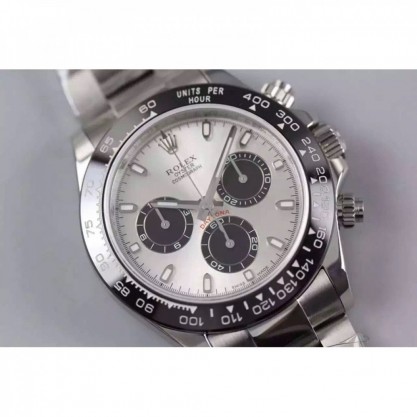 UK 40 mm Stainless Steel 410L Rolex Daytona Cosmograph 116506LN JF Stainless Steel Silver Dial Swiss 7750 Run 6@SEC