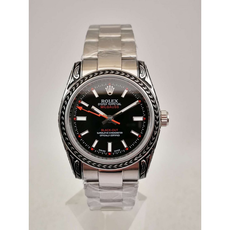 Rolex Milgauss 116400GV GG Stainless Steel Black Dial Swiss 2836-2