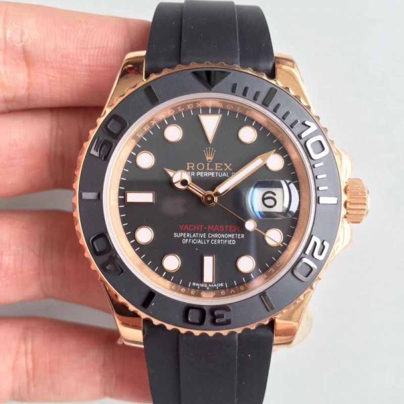 Rolex Yacht-Master 40 116655 AR Rose Gold Black Dial Swiss 3135