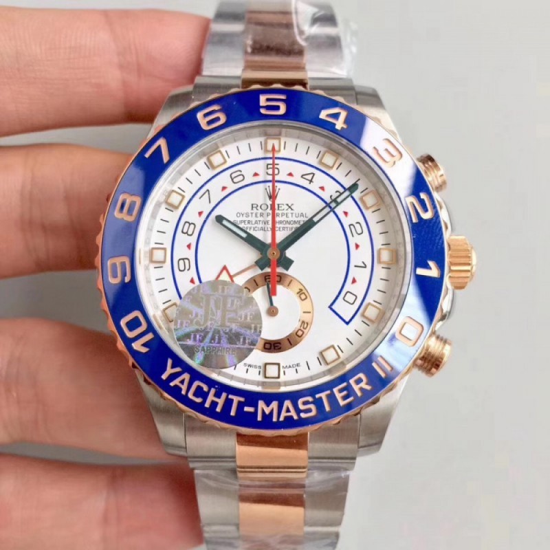 Rolex Yacht-Master II 116681 JF Stainless Steel & Rose Gold White Dial Swiss 7750