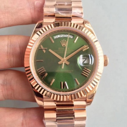 UK Stainless Steel 904L with 18K Rose Gold Wrapped Rolex Day-Date 40 228235 40MM AR Stainless Steel 904L With 18K Rose Gold Wrapped Green Dial Swiss 3255