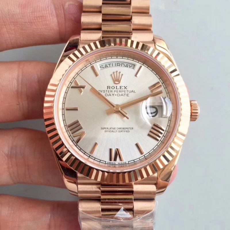 UK Stainless Steel 904L with 18K Rose Gold Wrapped Rolex Day-Date 40 228235 40MM AR Stainless Steel 904L With 18K Rose Gold Wrapped Rhodium Dial Swiss 3255