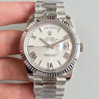 UK Stainless Steel 410L Rolex Day-Date 40 228239 40MM N Stainless Steel Silver Quadrant Dial Swiss 3255