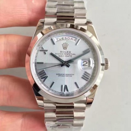 UK Stainless Steel 410L Rolex Day-Date 40 228206 40MM N Stainless Steel Ice Blue Quadrant Dial Swiss 3255