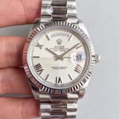 Rolex Day-Date 40 228239 2018 EW Stainless Steel Silver Quadrant Dial Swiss 3255