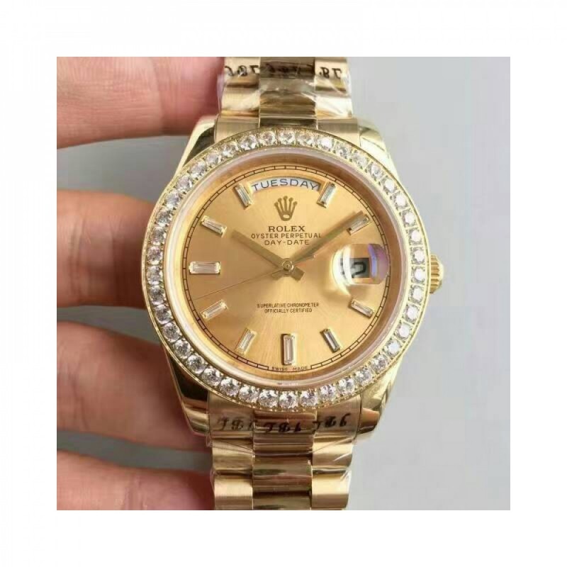 Rolex Day-Date 40 228348RBR 40MM KW Yellow Gold & Diamonds Champagne Dial Swiss 3255