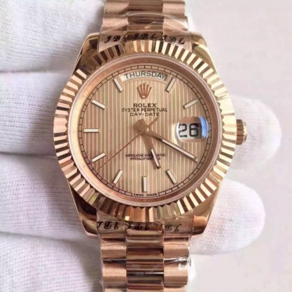 Rolex Day-Date 40 228235 40MM KW Rose Gold Gold Stripe Dial Swiss 3255