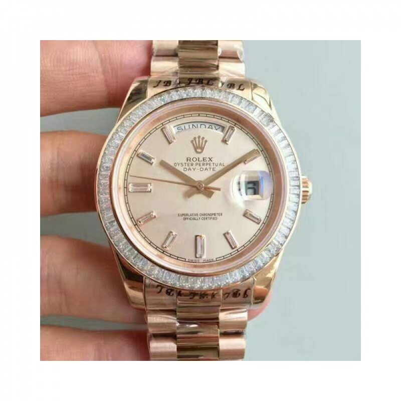 Rolex Day-Date 40 228235 40MM KW Rose Gold & Diamonds Cream Dial Swiss 3255