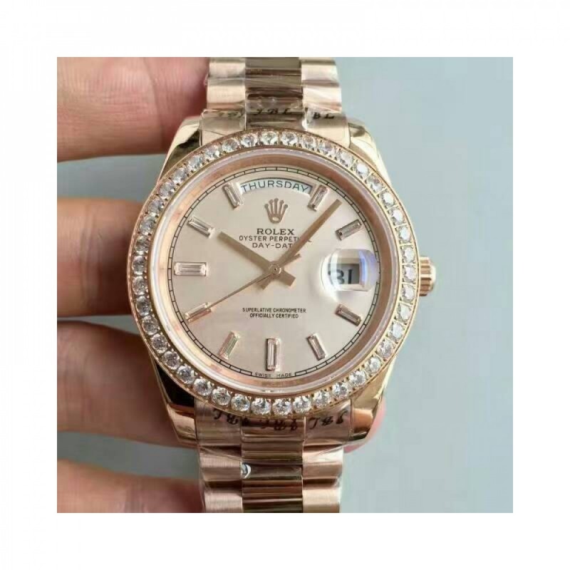 Rolex Day-Date 40 228235 40MM KW Rose Gold & Diamonds Cream Dial Swiss 3255