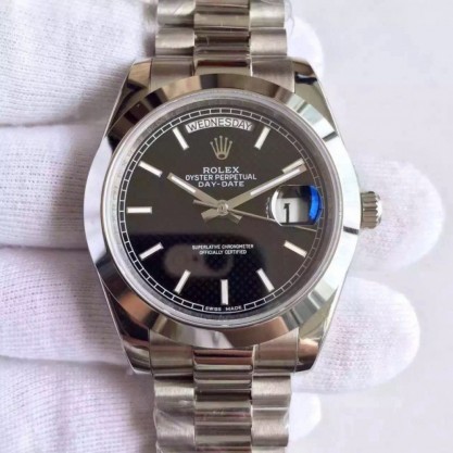 Rolex Day-Date 40 228206 40MM KW Stainless Steel Black Diagonal Dial Swiss 3255