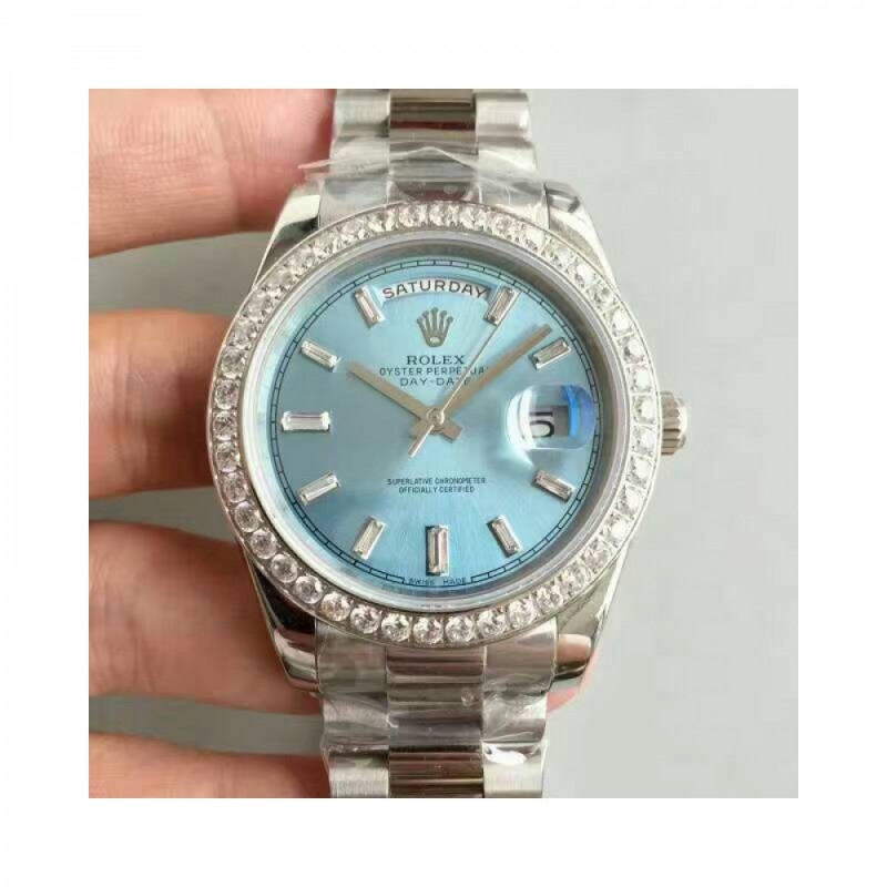 Rolex Day-Date 40 228396TBR 40MM KW Stainless Steel & Diamonds Blue Dial Swiss 3255